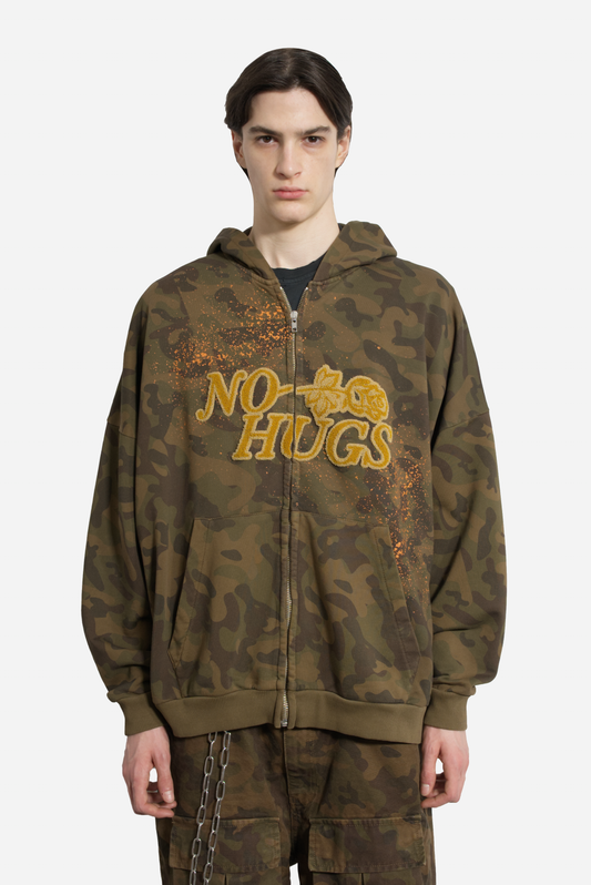 Embroidery Zip Up washed Camo