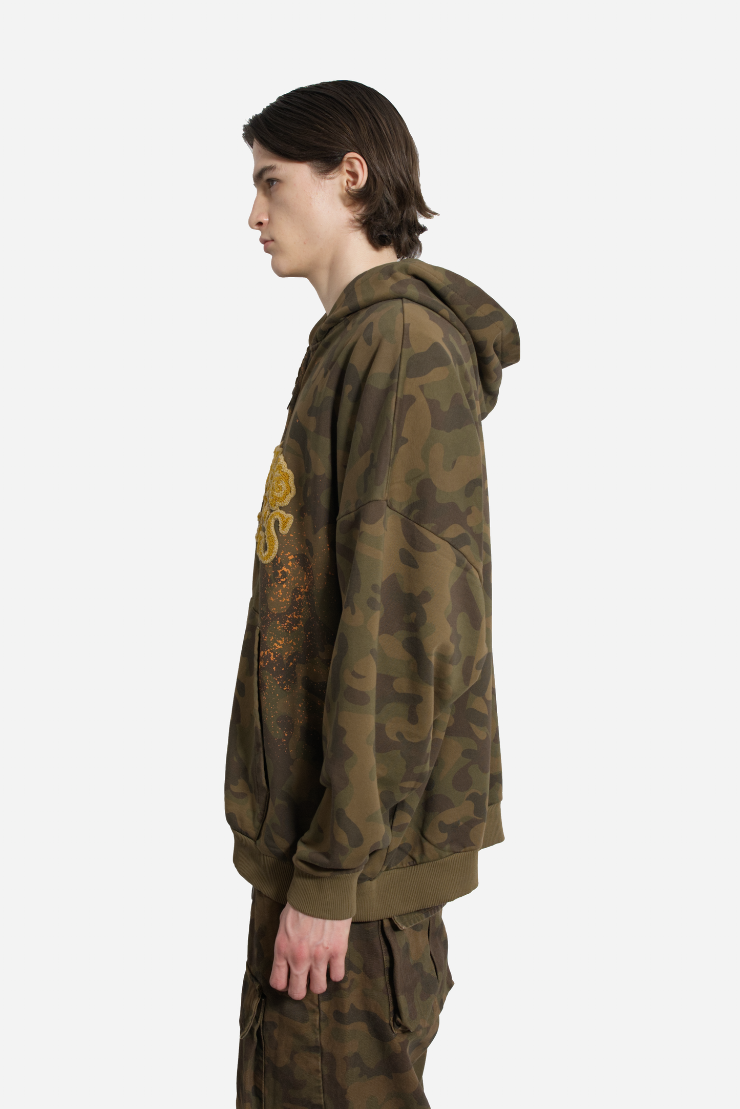 Embroidery Zip Up washed Camo